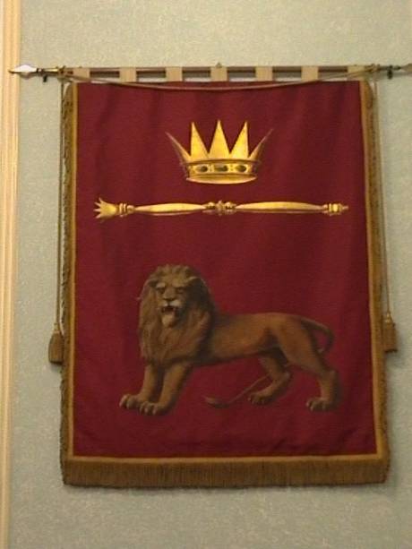 Banner in the Royal Arch (4th degree and up) Lodge room at Bristol Freemasons Hall, Park Street